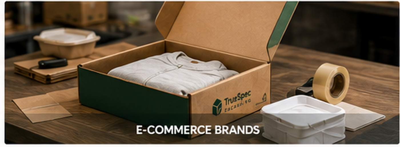 Open mailer box at ecommerce packing station